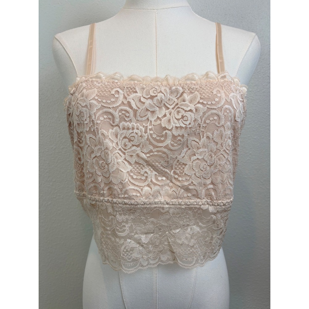 Avidlove Lace Camisole Tank Top Beige Floral Crop Adjustable Straps XL NWT